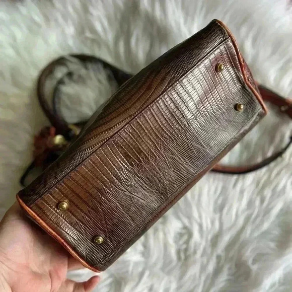 Brahmin Embossed Leather Satchel with Tassel Charm + Original Dustbag - Picture 14 of 14